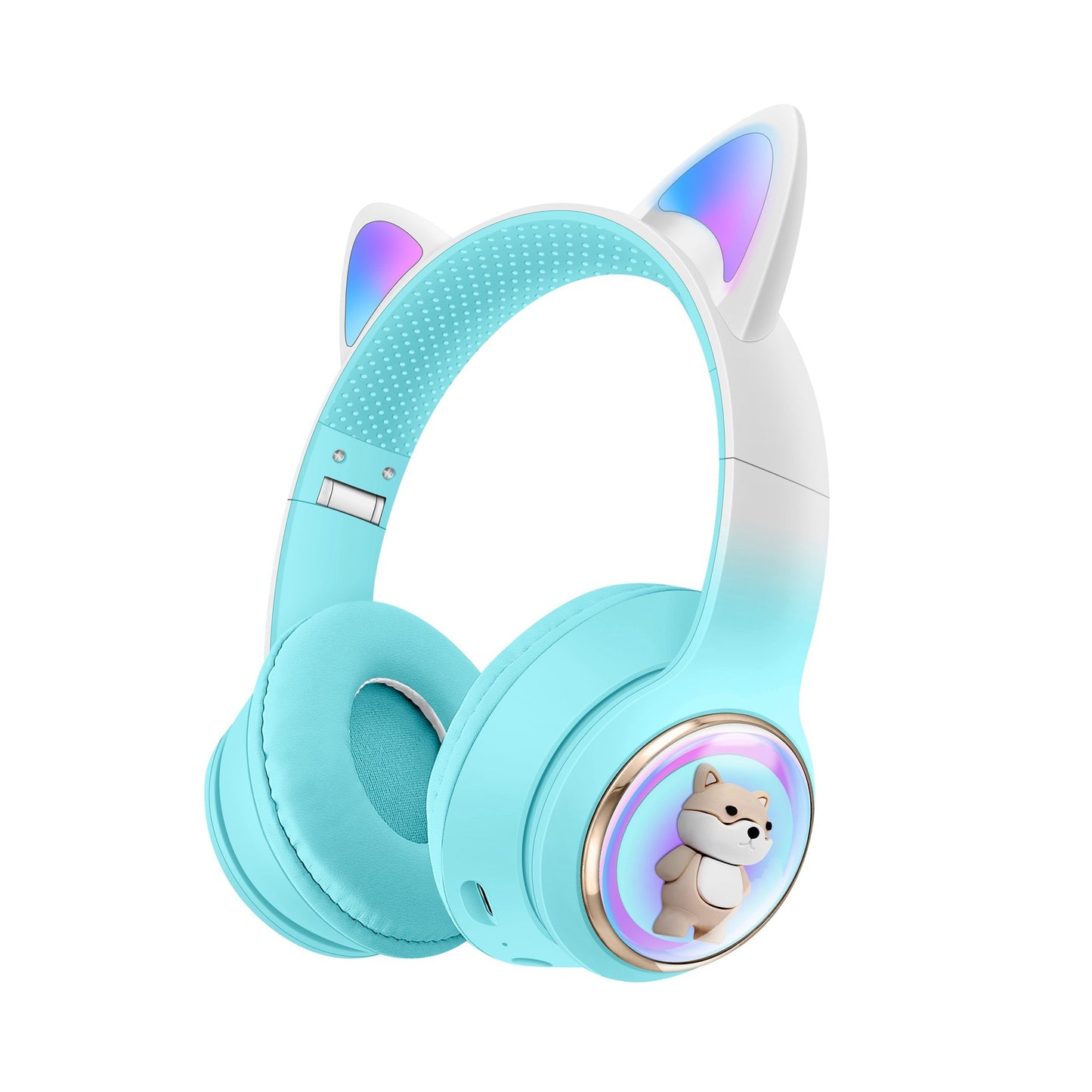 AKZ-51 Bluetooth Gaming Kopfhörer mit LED Katzenohren – Space Design, Heavy Bass, kabellos, CE-zertifiziert, Kawaii Style für Mädchen & Frauen