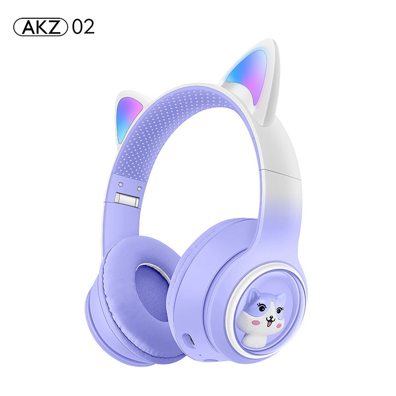 AKZ-02 Gaming Kopfhörer LED Katzenohren Bluetooth 18h Akku