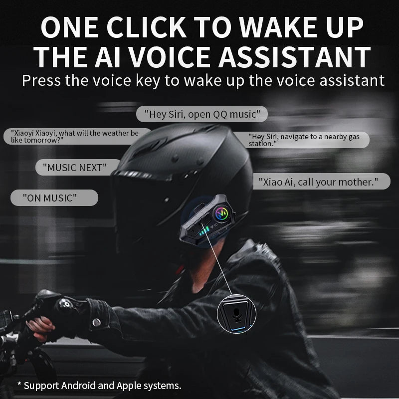 Motorradhelm Bluetooth Headset - Wasserdichte Freisprechanlage für Integral- und Halbhelme