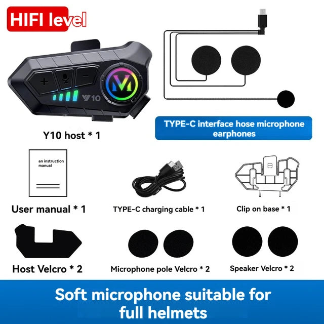 Motorradhelm Bluetooth Headset - Wasserdichte Freisprechanlage für Integral- und Halbhelme