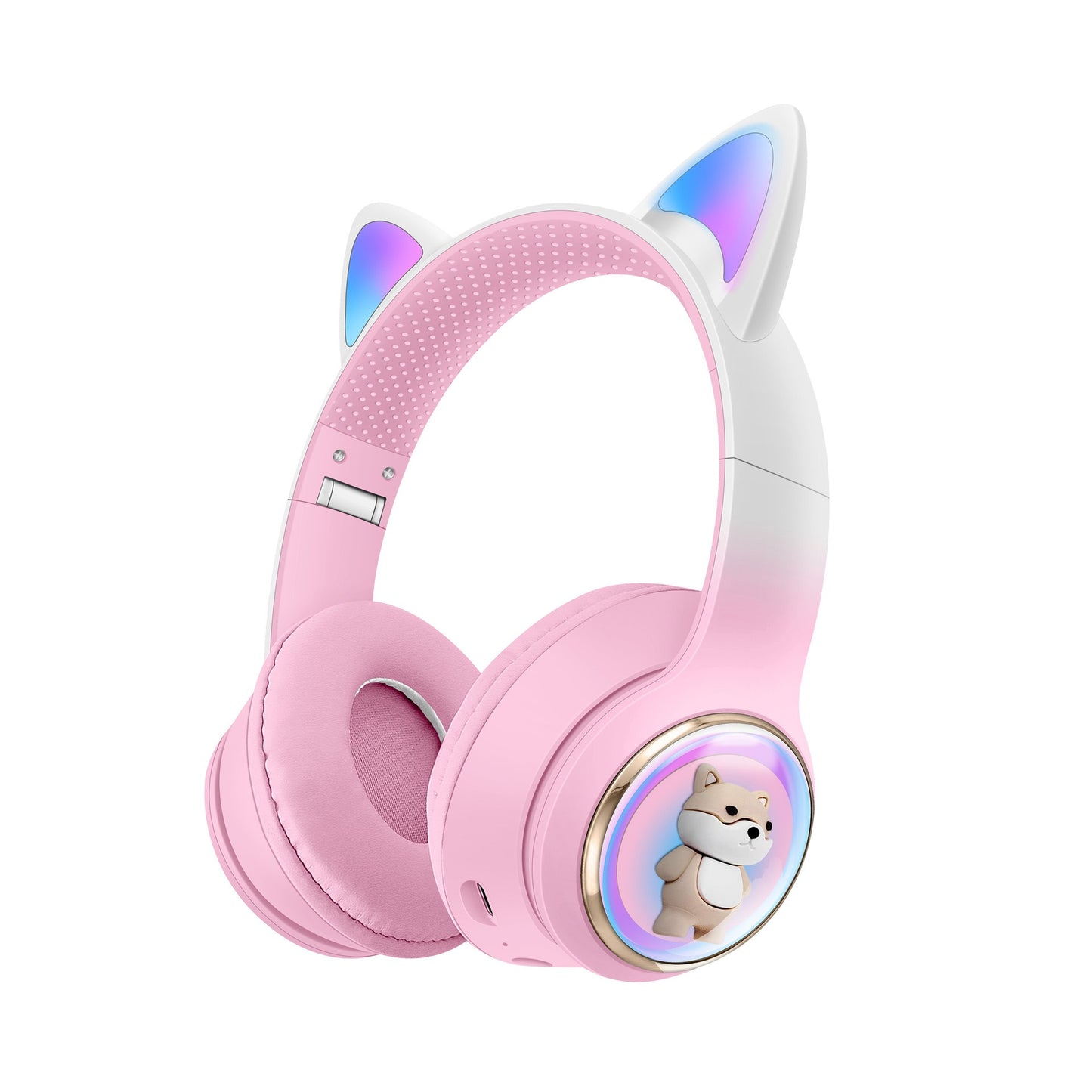 AKZ-51 Bluetooth Gaming Kopfhörer mit LED Katzenohren – Space Design, Heavy Bass, kabellos, CE-zertifiziert, Kawaii Style für Mädchen & Frauen