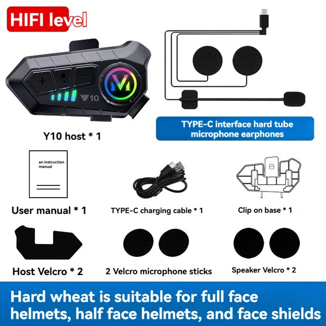 Motorradhelm Bluetooth Headset - Wasserdichte Freisprechanlage für Integral- und Halbhelme