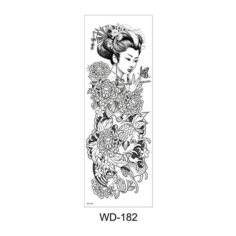 Temporäre Tattoo Sticker Ganzarm Totenkopf Drache Blume Tier Wasserfest Neu Herren Damen ✨