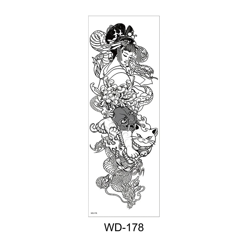Temporäre Tattoo Sticker Ganzarm Totenkopf Drache Blume Tier Wasserfest Neu Herren Damen ✨