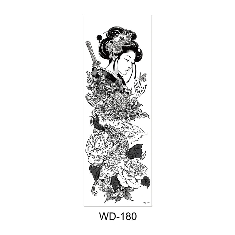 Temporäre Tattoo Sticker Ganzarm Totenkopf Drache Blume Tier Wasserfest Neu Herren Damen ✨