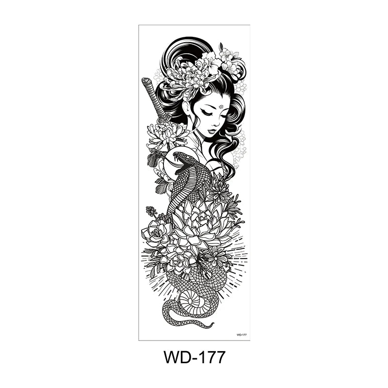 Temporäre Tattoo Sticker Ganzarm Totenkopf Drache Blume Tier Wasserfest Neu Herren Damen ✨