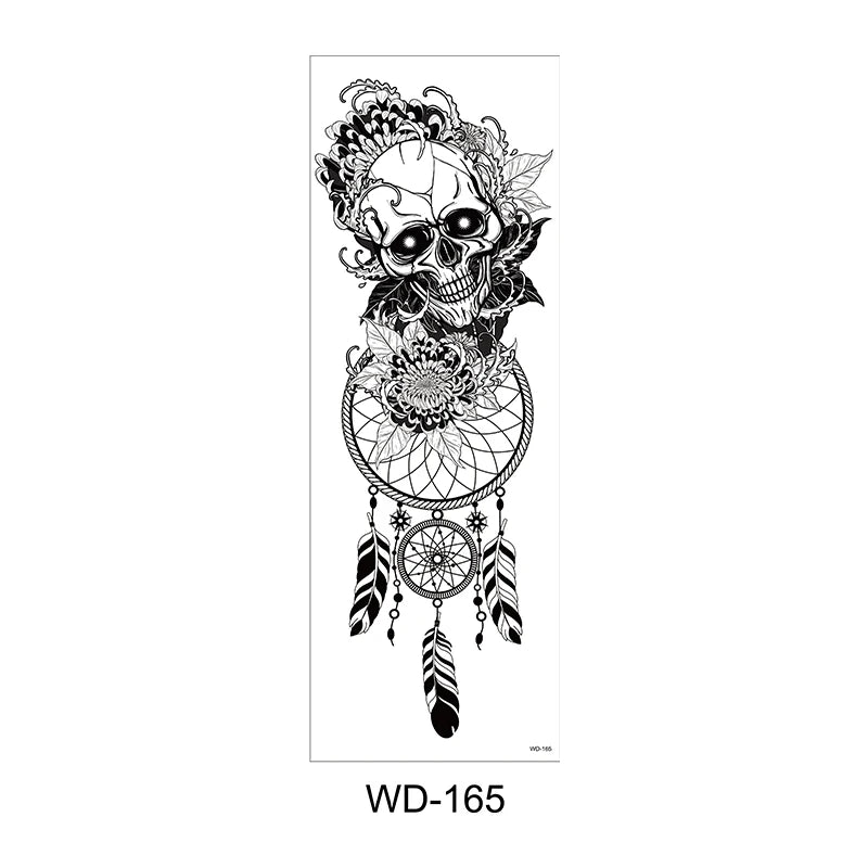 Temporäre Tattoo Sticker Ganzarm Totenkopf Drache Blume Tier Wasserfest Neu Herren Damen ✨