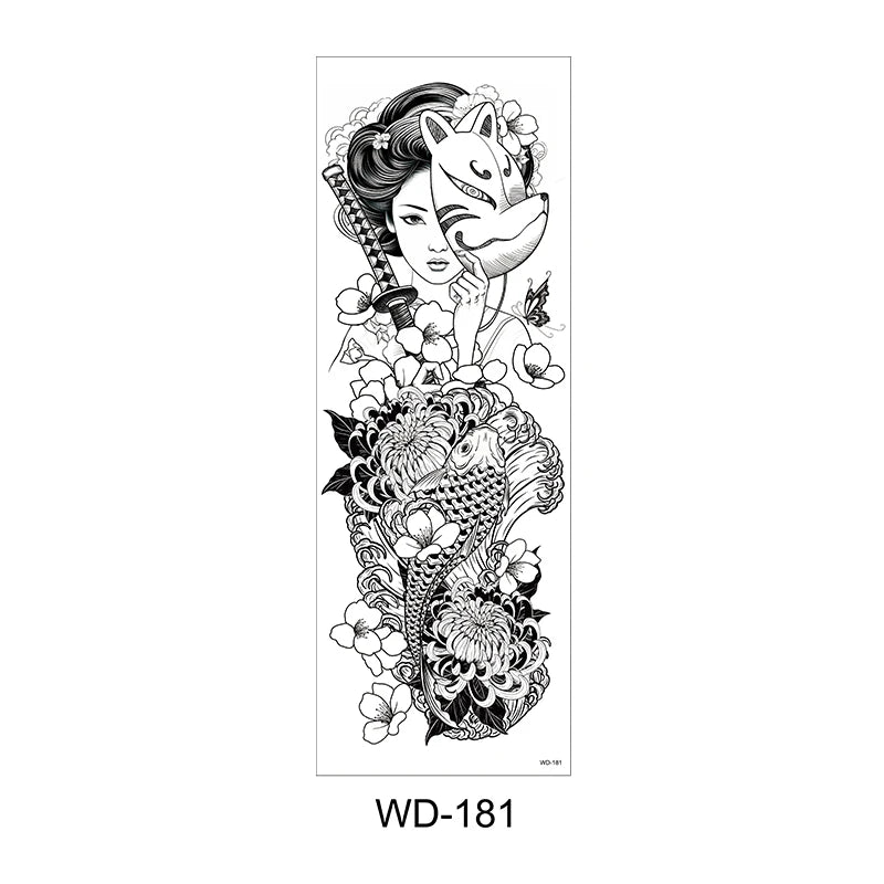 Temporäre Tattoo Sticker Ganzarm Totenkopf Drache Blume Tier Wasserfest Neu Herren Damen ✨