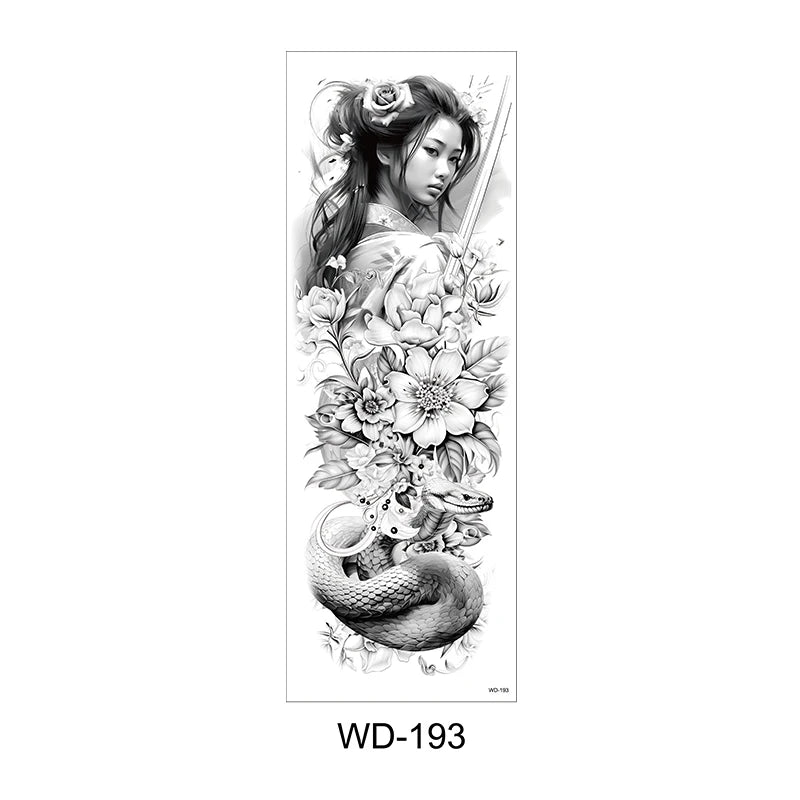 Temporäre Tattoo Sticker Ganzarm Totenkopf Drache Blume Tier Wasserfest Neu Herren Damen ✨
