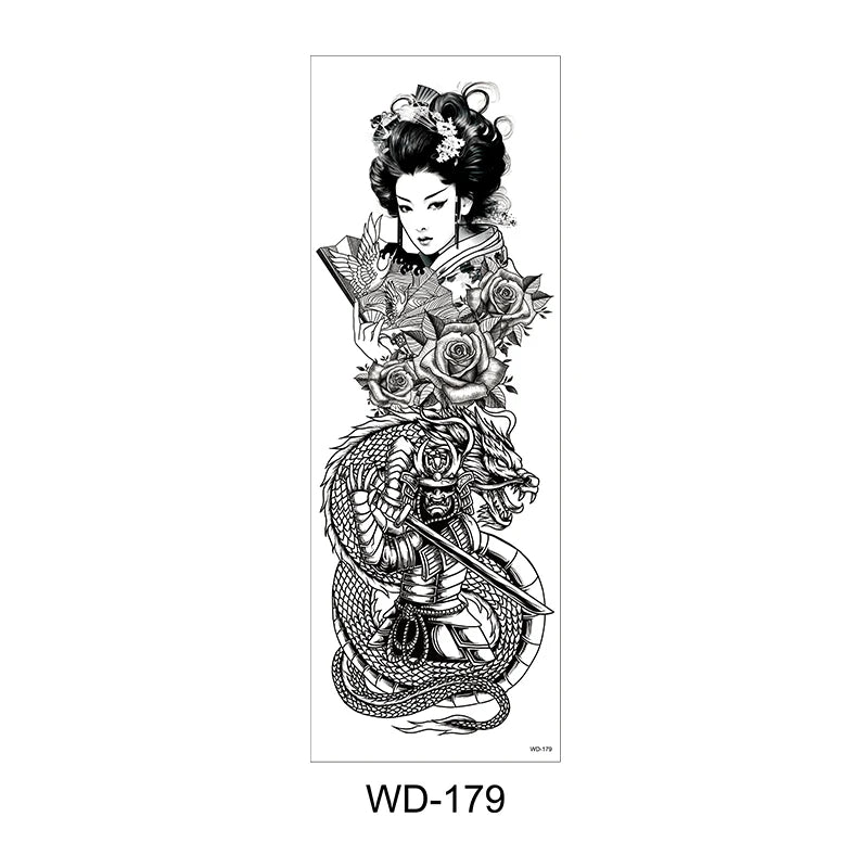 Temporäre Tattoo Sticker Ganzarm Totenkopf Drache Blume Tier Wasserfest Neu Herren Damen ✨