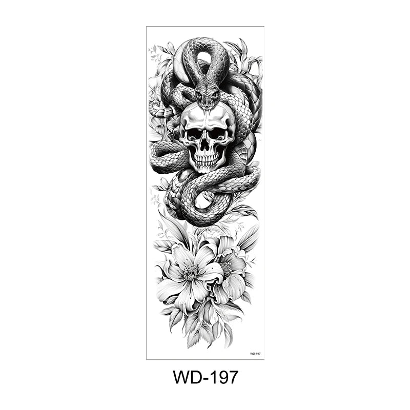 Temporäre Tattoo Sticker Ganzarm Totenkopf Drache Blume Tier Wasserfest Neu Herren Damen ✨