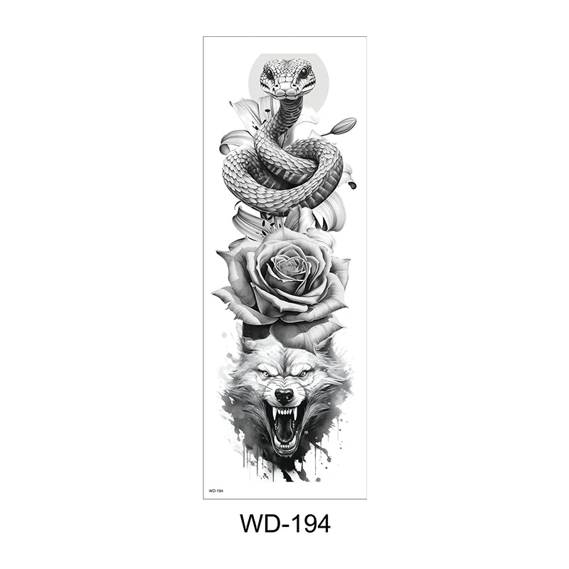 Temporäre Tattoo Sticker Ganzarm Totenkopf Drache Blume Tier Wasserfest Neu Herren Damen ✨