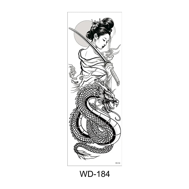 Temporäre Tattoo Sticker Ganzarm Totenkopf Drache Blume Tier Wasserfest Neu Herren Damen ✨