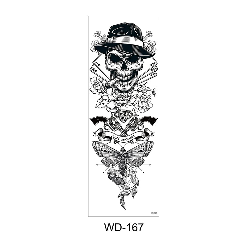 Temporäre Tattoo Sticker Ganzarm Totenkopf Drache Blume Tier Wasserfest Neu Herren Damen ✨