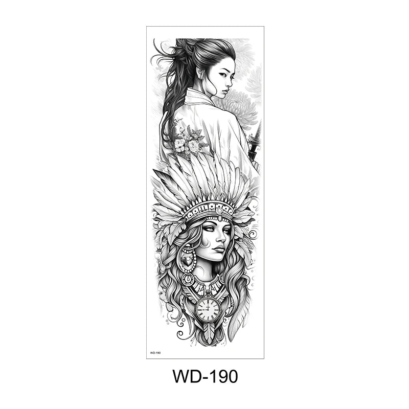 Temporäre Tattoo Sticker Ganzarm Totenkopf Drache Blume Tier Wasserfest Neu Herren Damen ✨