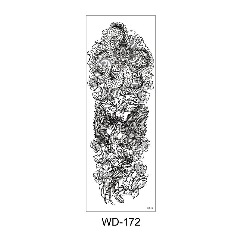 Temporäre Tattoo Sticker Ganzarm Totenkopf Drache Blume Tier Wasserfest Neu Herren Damen ✨
