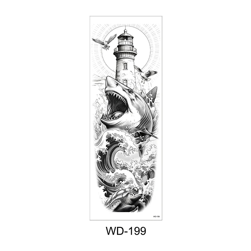 Temporäre Tattoo Sticker Ganzarm Totenkopf Drache Blume Tier Wasserfest Neu Herren Damen ✨