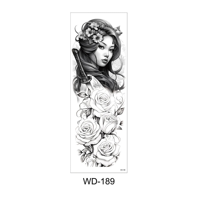 Temporäre Tattoo Sticker Ganzarm Totenkopf Drache Blume Tier Wasserfest Neu Herren Damen ✨