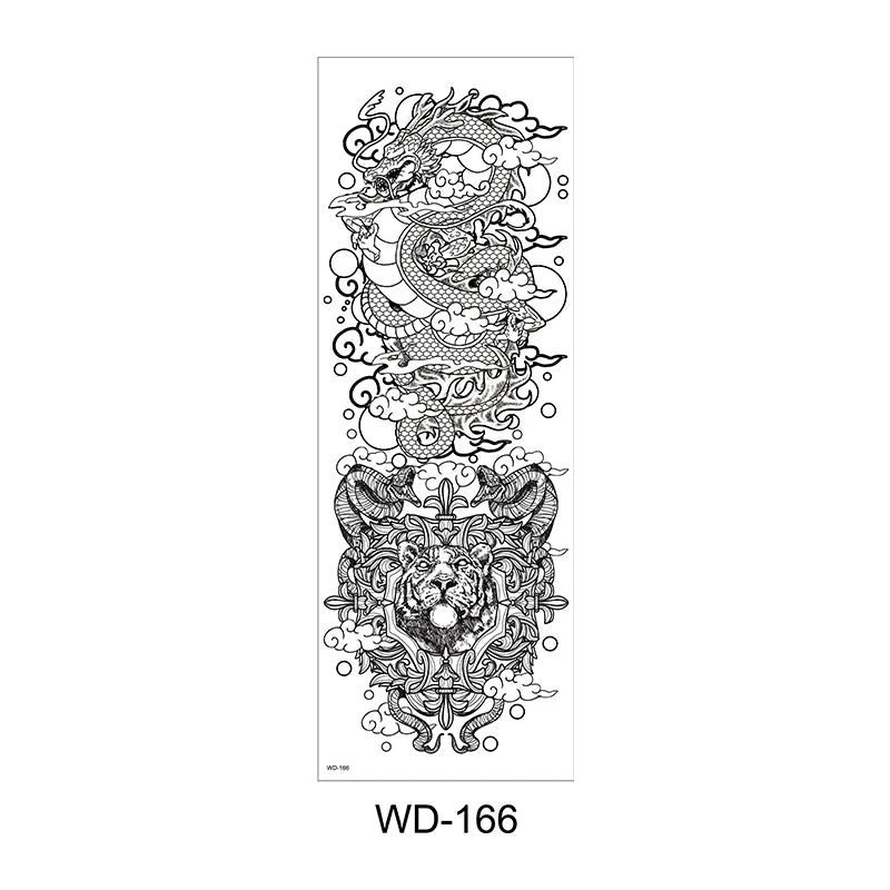 Temporäre Tattoo Sticker Ganzarm Totenkopf Drache Blume Tier Wasserfest Neu Herren Damen ✨