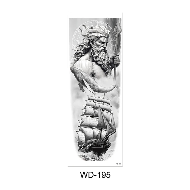 Temporäre Tattoo Sticker Ganzarm Totenkopf Drache Blume Tier Wasserfest Neu Herren Damen ✨