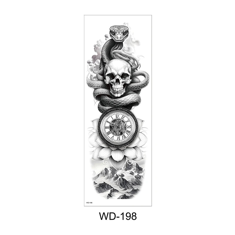 Temporäre Tattoo Sticker Ganzarm Totenkopf Drache Blume Tier Wasserfest Neu Herren Damen ✨