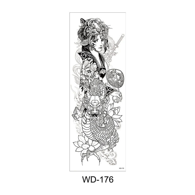Temporäre Tattoo Sticker Ganzarm Totenkopf Drache Blume Tier Wasserfest Neu Herren Damen ✨