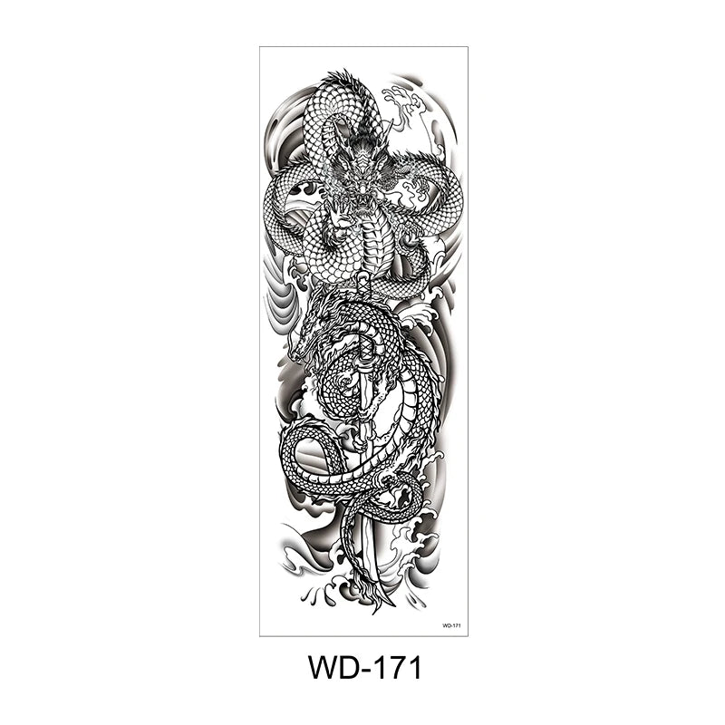Temporäre Tattoo Sticker Ganzarm Totenkopf Drache Blume Tier Wasserfest Neu Herren Damen ✨
