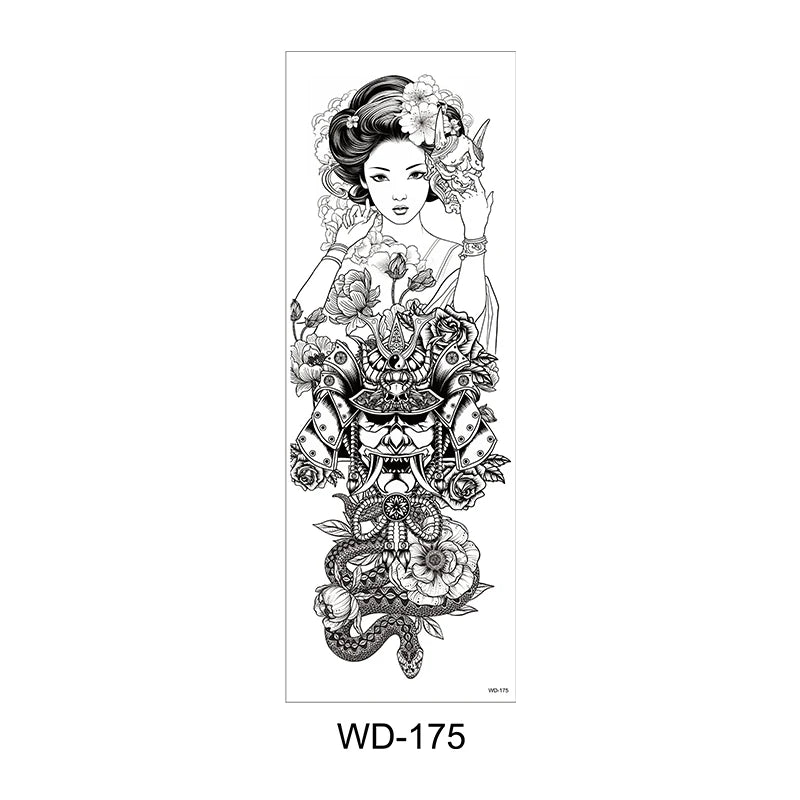 Temporäre Tattoo Sticker Ganzarm Totenkopf Drache Blume Tier Wasserfest Neu Herren Damen ✨