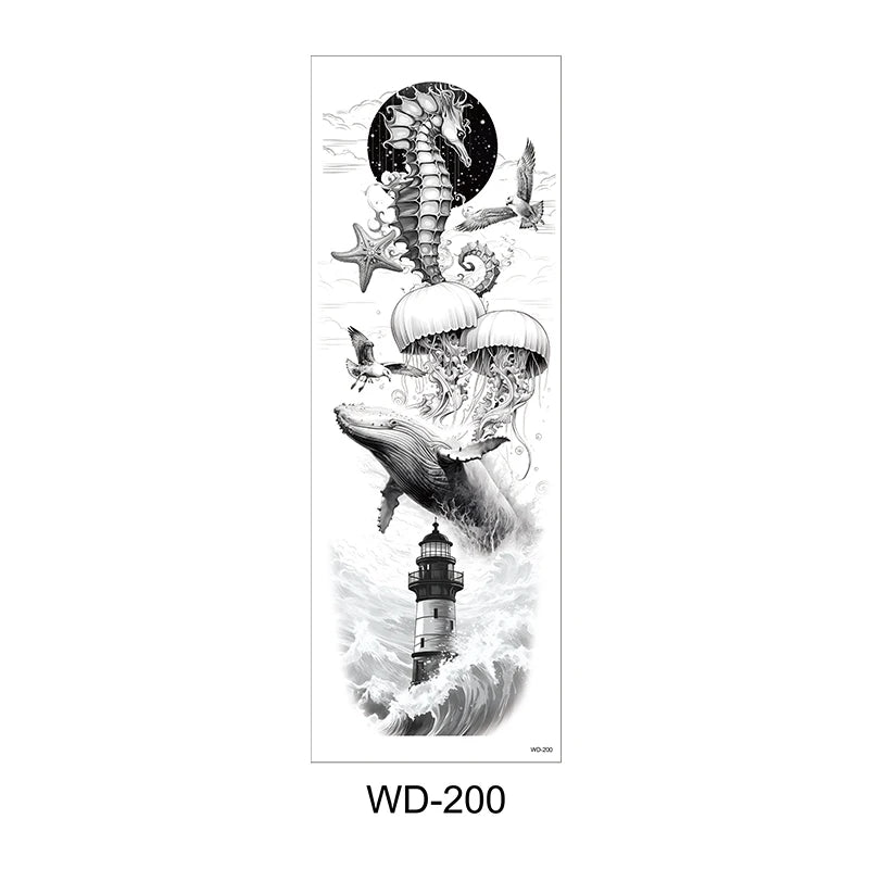 Temporäre Tattoo Sticker Ganzarm Totenkopf Drache Blume Tier Wasserfest Neu Herren Damen ✨