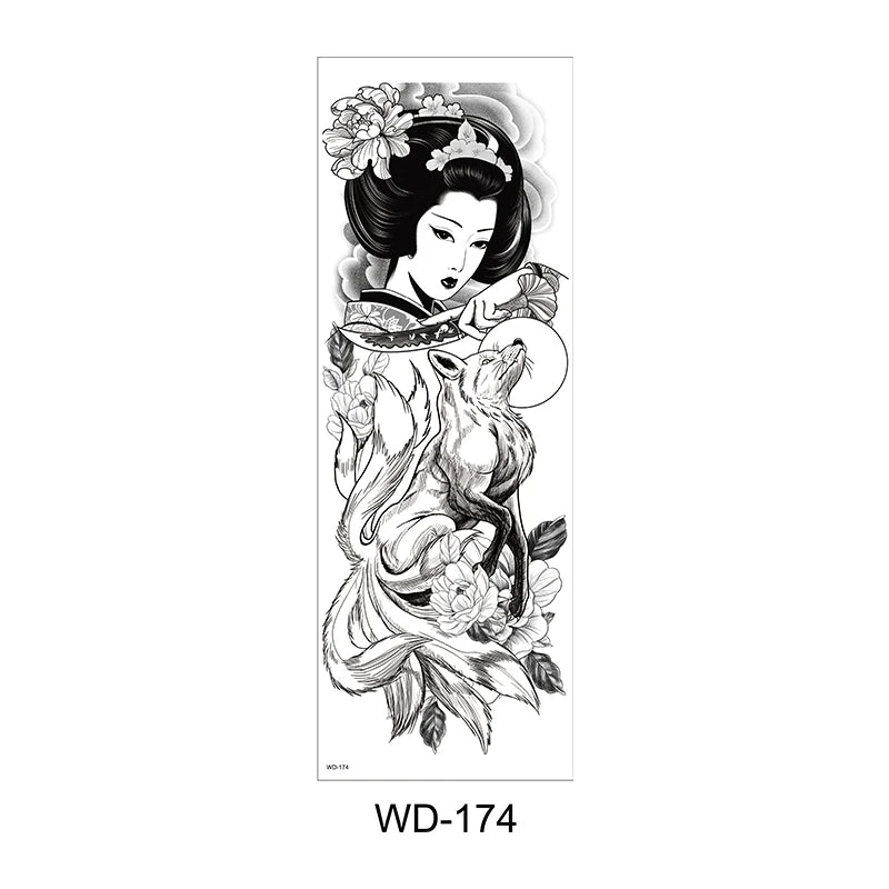 Temporäre Tattoo Sticker Ganzarm Totenkopf Drache Blume Tier Wasserfest Neu Herren Damen ✨