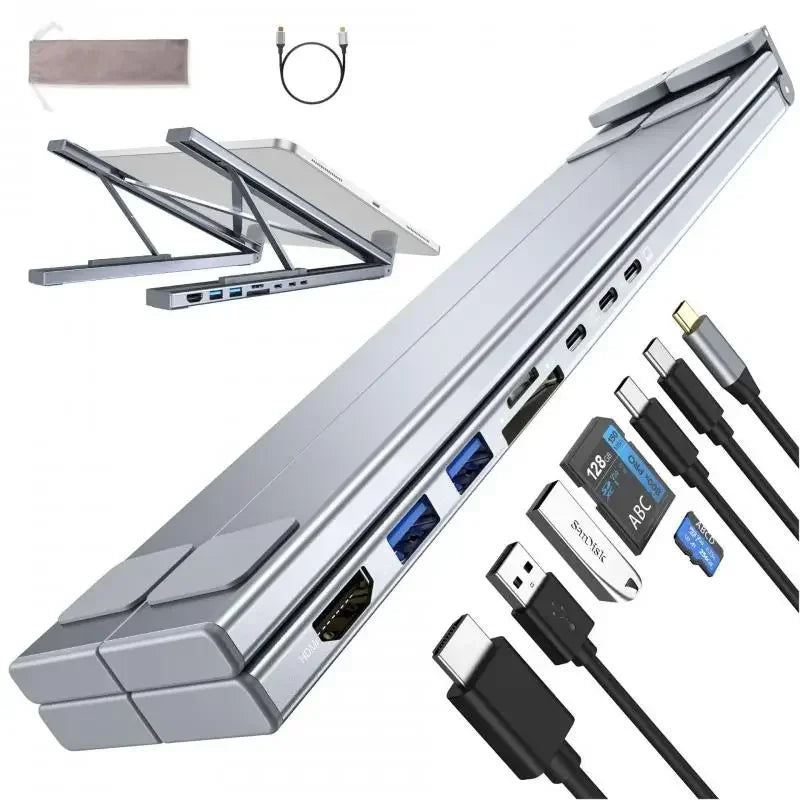 Laptop Ständer mit Dockingstation | USB-C, HDMI & SD-Reader