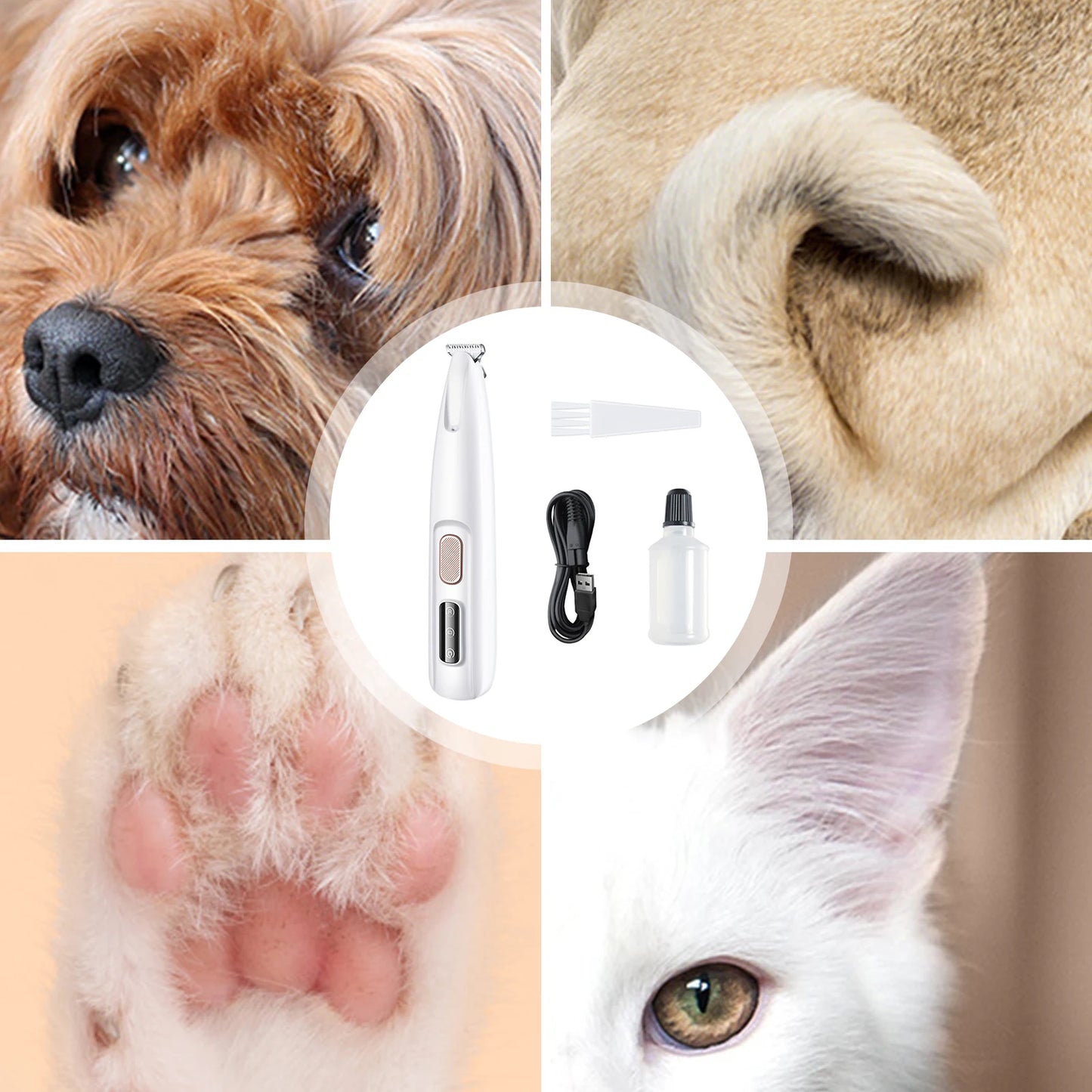 Profi Pfotentrimmer mit LED-Licht – Wasserdicht, Leise & Wiederaufladbar für Hunde/Katzen