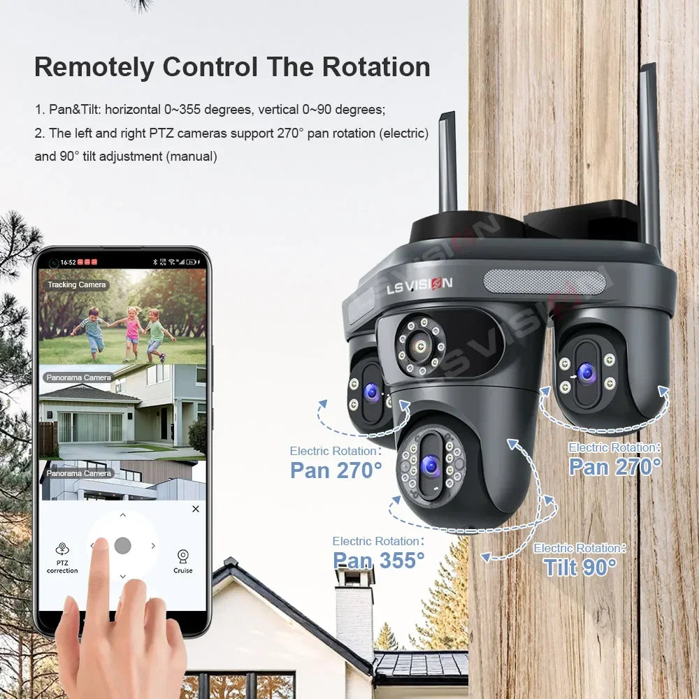 15MP WLAN IP Kamera mit 3 Objektiven – Outdoor, Auto-Tracking, OKam App