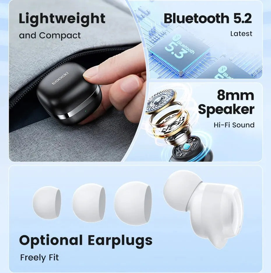 Toocki TWS Wasserfeste Sport-Ohrhörer mit Bluetooth 5.2 & Hi-Fi-Stereo-Sound