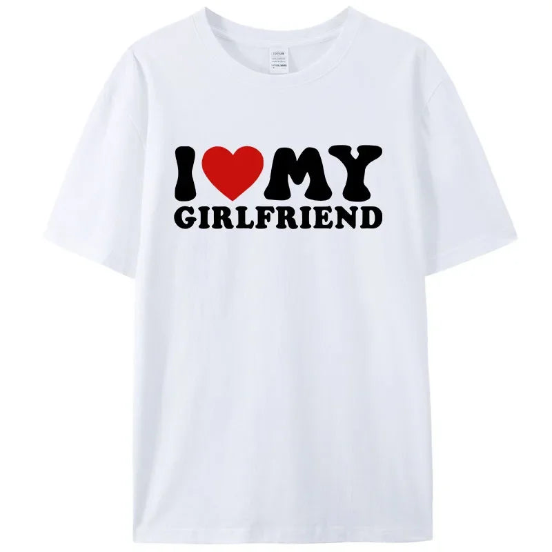 Paar T-Shirts: "Ich liebe meinen Freund" & "Ich liebe meine Freundin" Baumwolle
