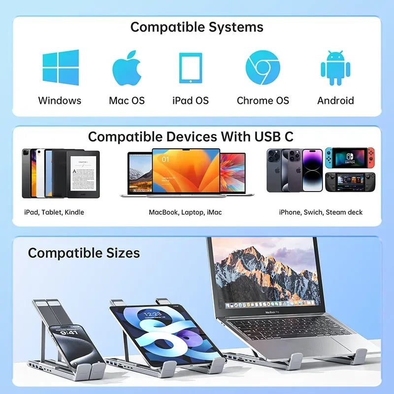 Universal Laptop Stand Halterung Mit USB Typ-C HUB Laptop Halter HDMI SD TF Speicher Karte Für MacBook Für IPad pro Für Lenovo