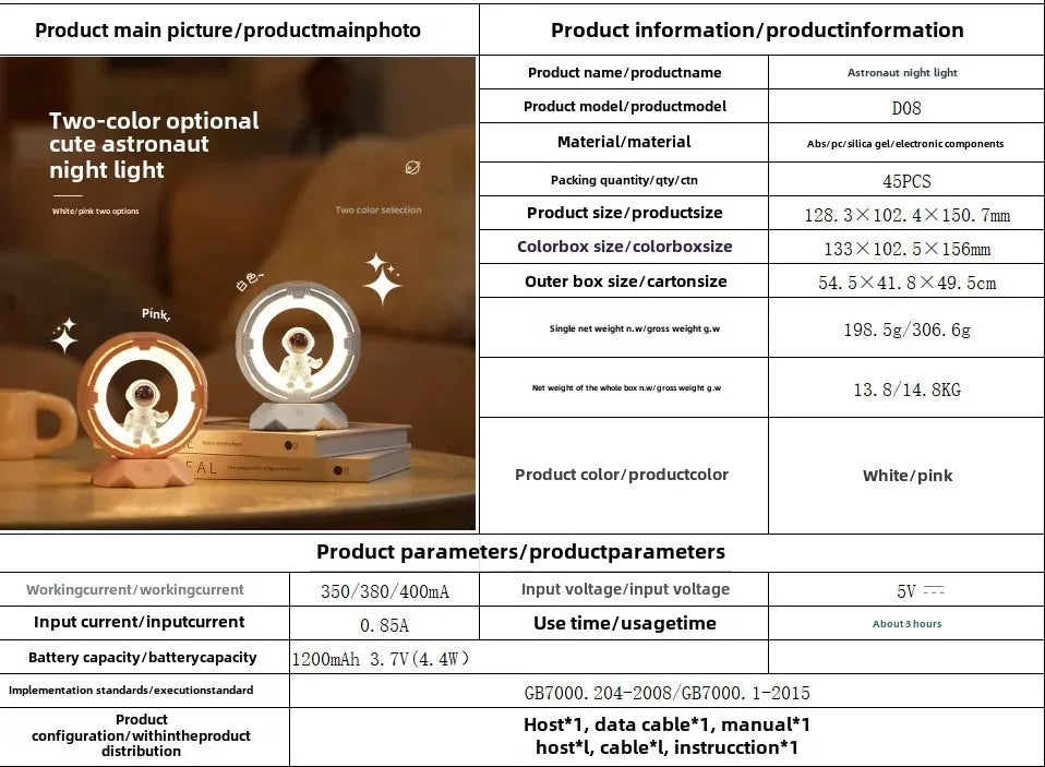 Leuchtender Astronaut Nachtlicht Schreibtischlampe - Weltraum Mann LED Dekoration Geschenk für Atmosphäre & Zuhause