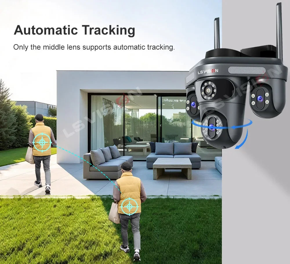 15MP WLAN IP Kamera mit 3 Objektiven – Outdoor, Auto-Tracking, OKam App