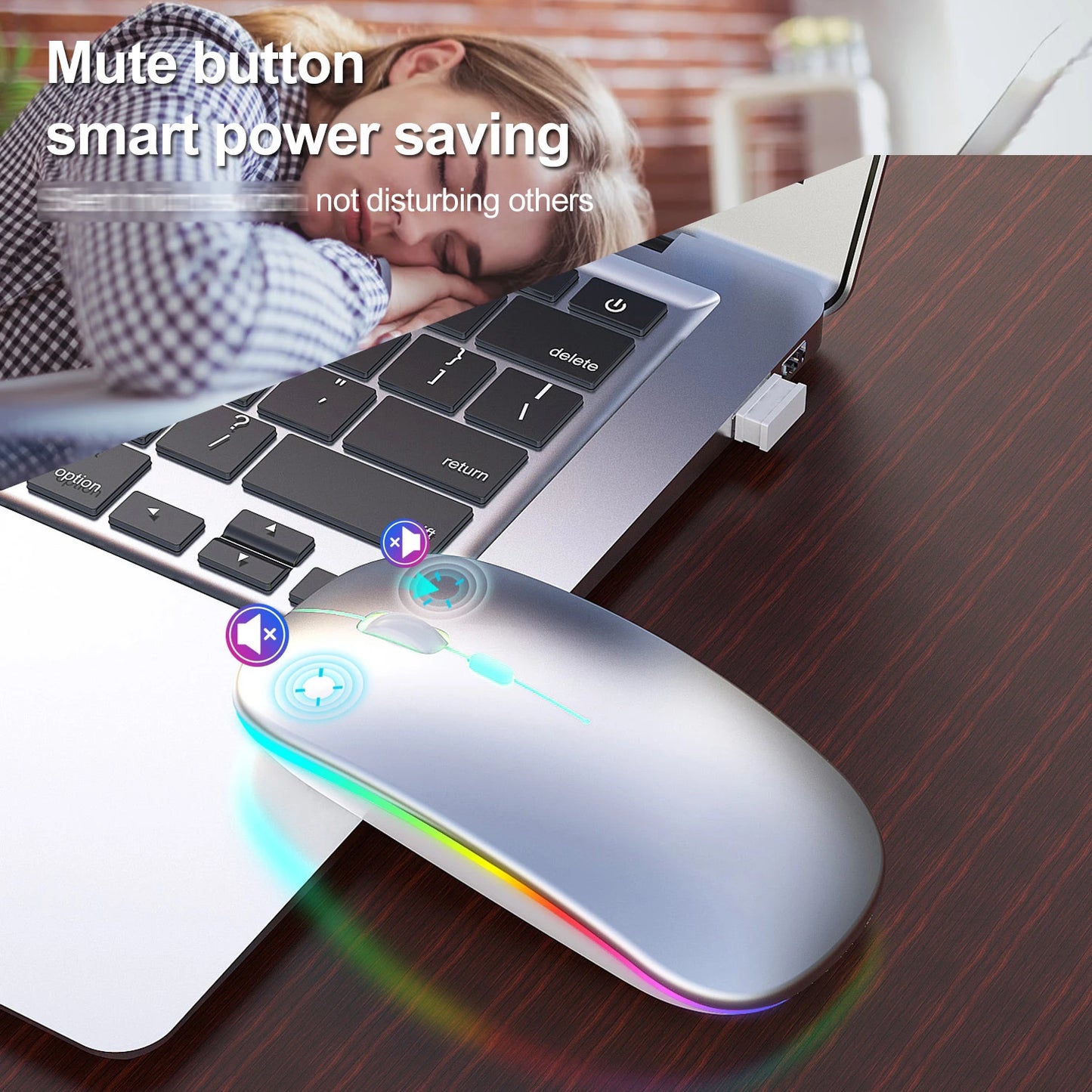 Kabellose Maus Dual-Modus | Bluetooth & LED | Für Laptop, iPad & Tablet