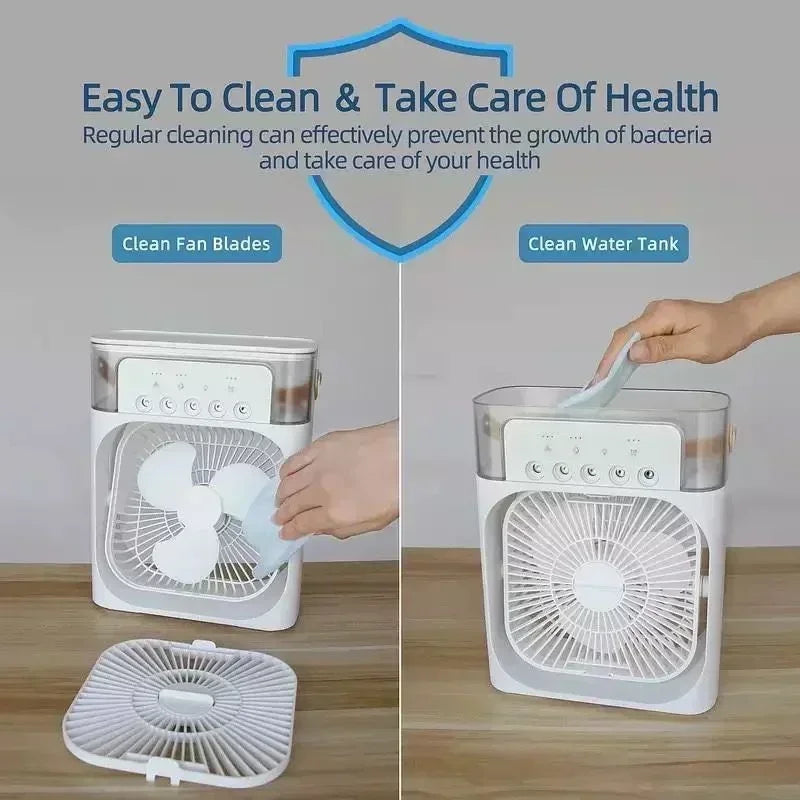 Mini Klimaanlage Ventilator 3in1 Luftbefeuchter LED Nachtlicht Büro Zuhause Neu ❄️🌟