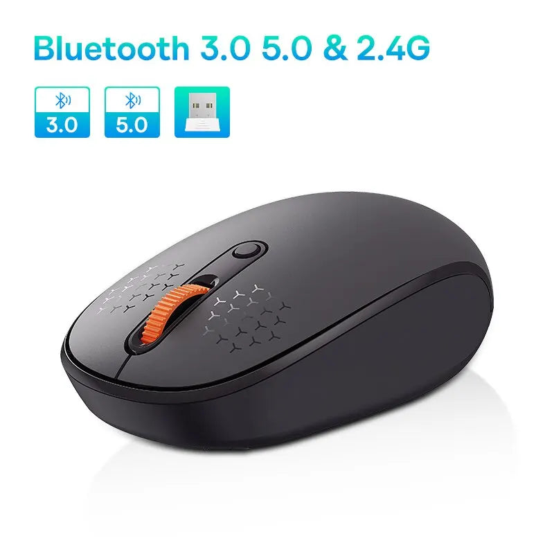 Baseus F01B Kabellose Maus - Bluetooth 5.0 & 2.4G - 1600 DPI Leiser Klick - Kompatibel mit MacBook, Tablet, Laptop, PC