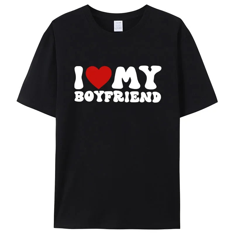 Paar T-Shirts: "Ich liebe meinen Freund" & "Ich liebe meine Freundin" Baumwolle