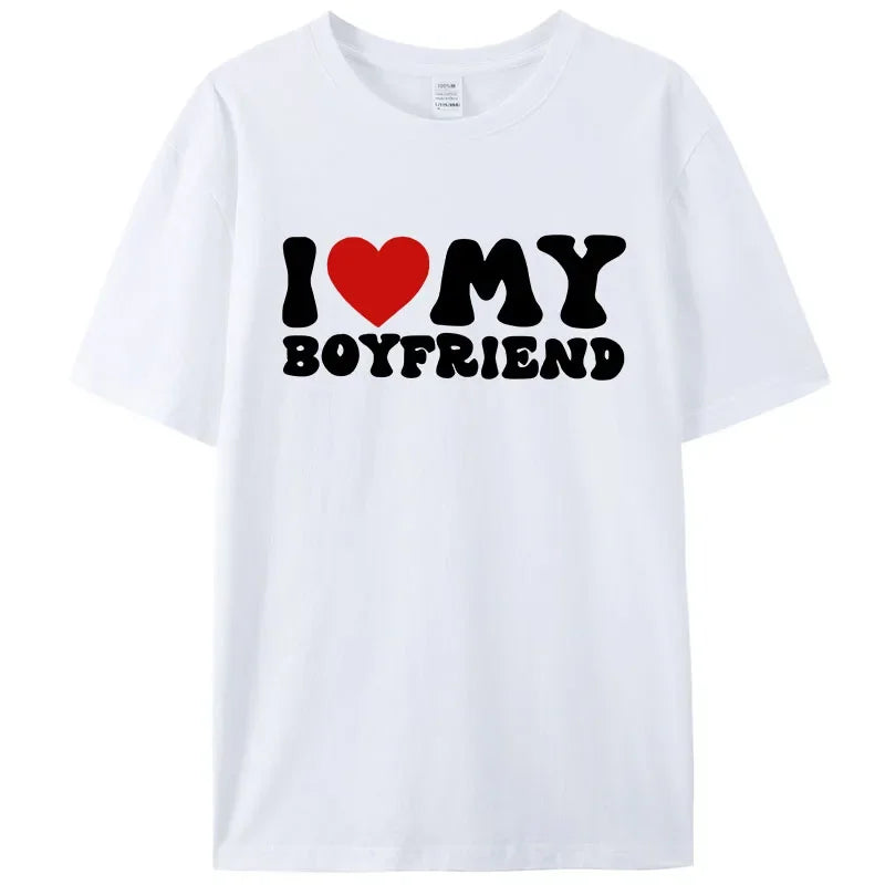 Paar T-Shirts: "Ich liebe meinen Freund" & "Ich liebe meine Freundin" Baumwolle