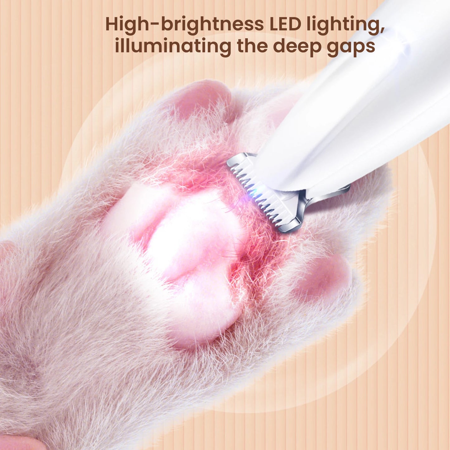 Profi Pfotentrimmer mit LED-Licht – Wasserdicht, Leise & Wiederaufladbar für Hunde/Katzen