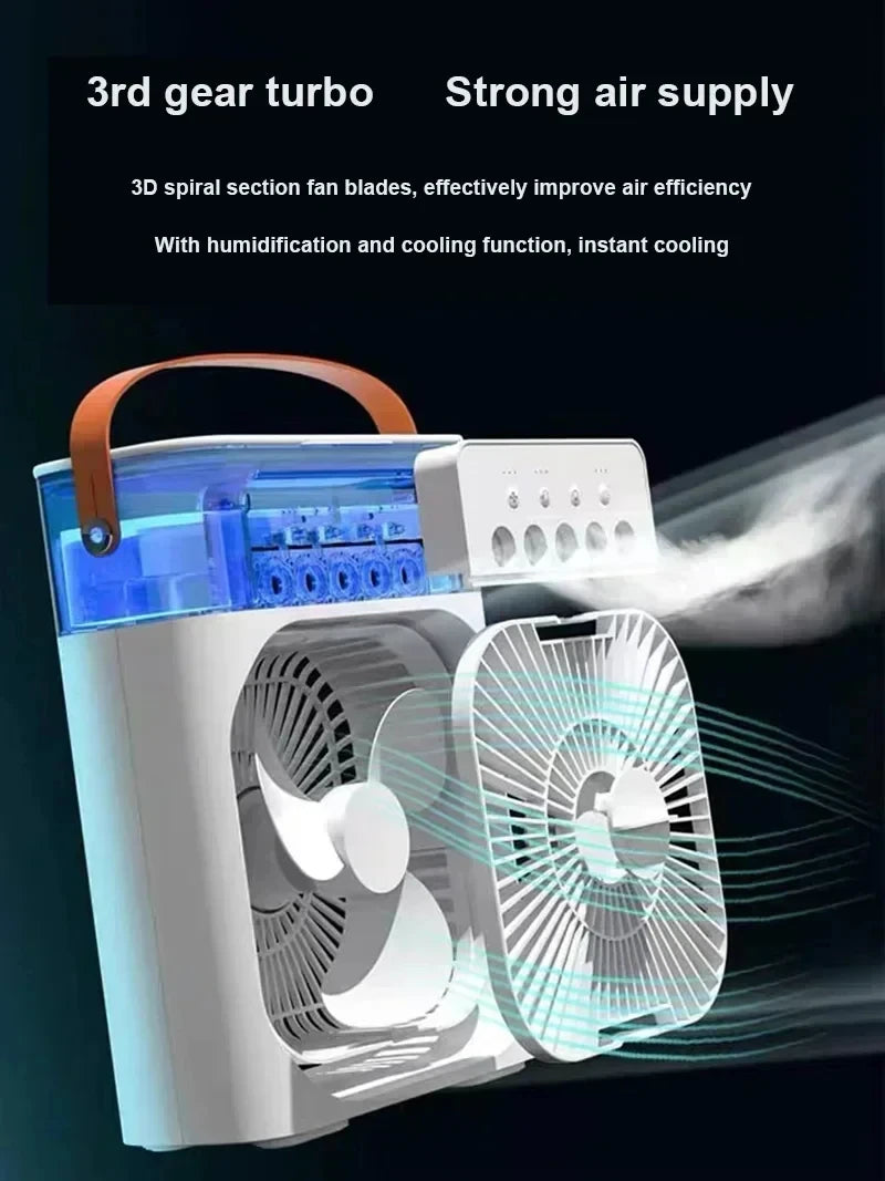 Mini Klimaanlage Ventilator 3in1 Luftbefeuchter LED Nachtlicht Büro Zuhause Neu ❄️🌟