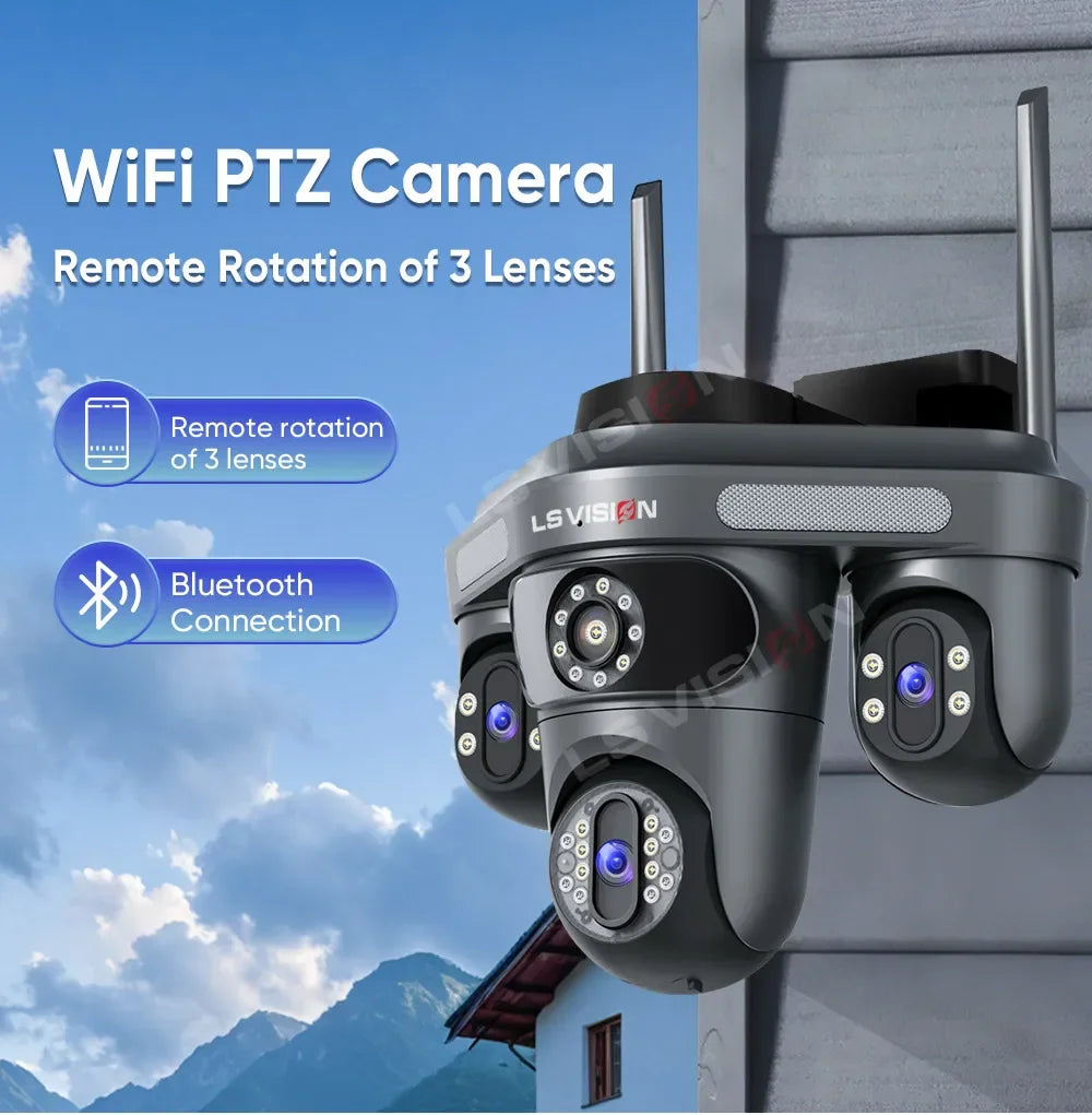 15MP WLAN IP Kamera mit 3 Objektiven – Outdoor, Auto-Tracking, OKam App