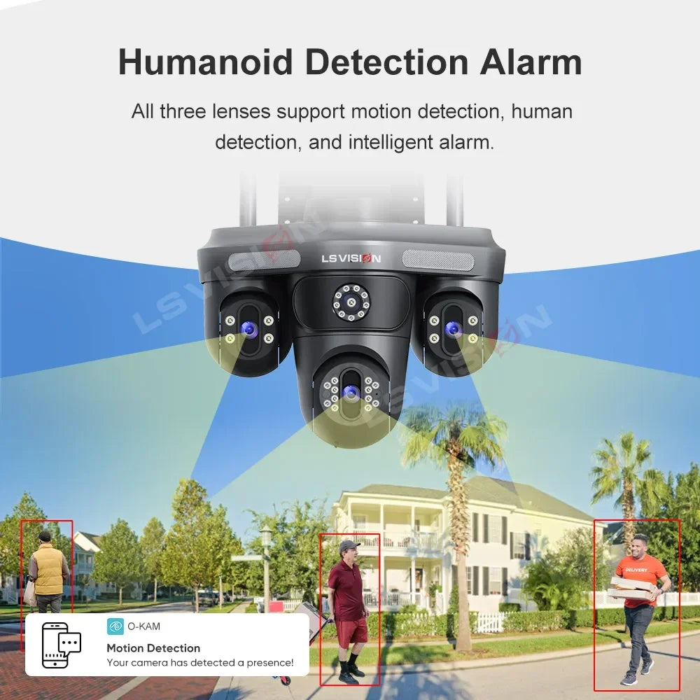 15MP WLAN IP Kamera mit 3 Objektiven – Outdoor, Auto-Tracking, OKam App