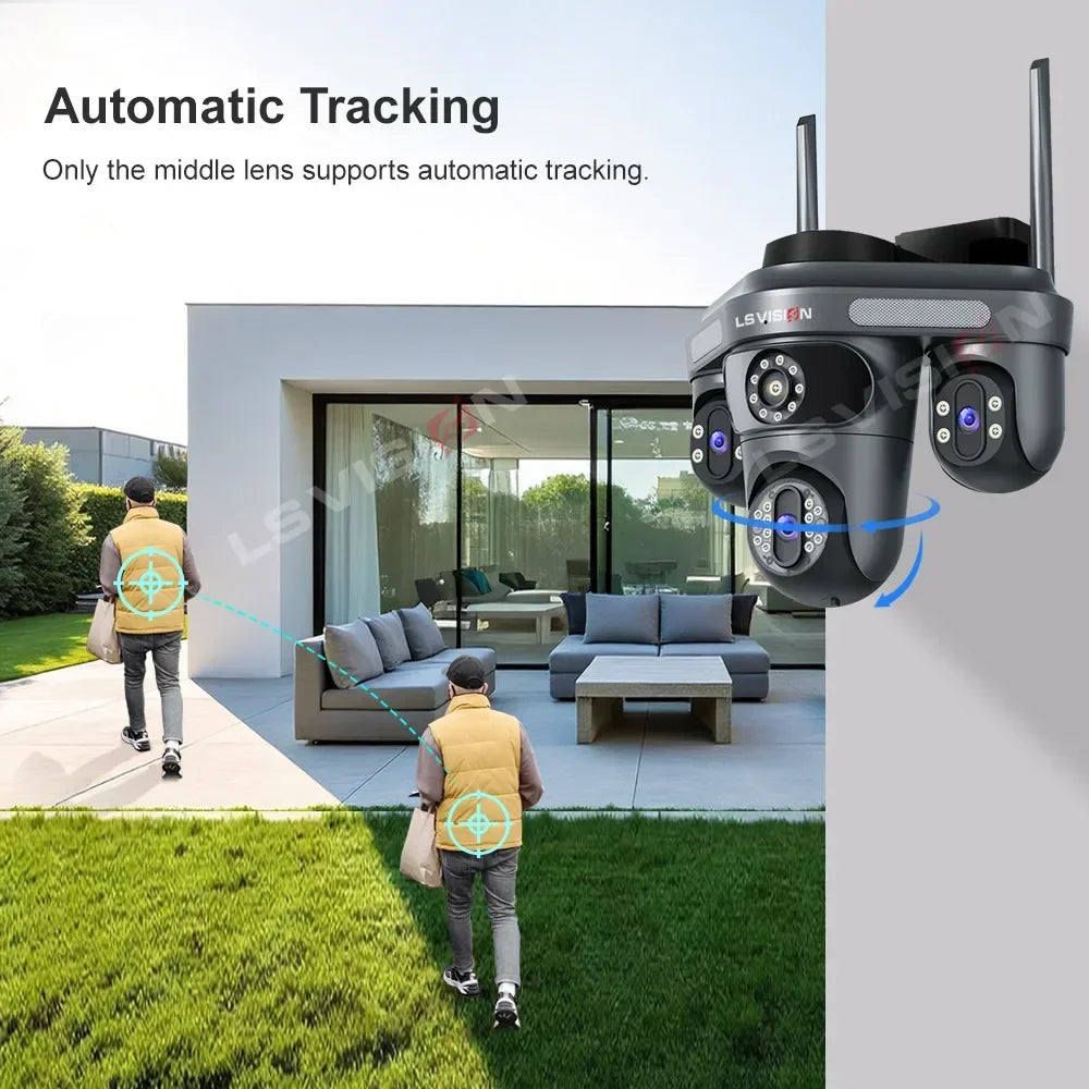 15MP WLAN IP Kamera mit 3 Objektiven – Outdoor, Auto-Tracking, OKam App