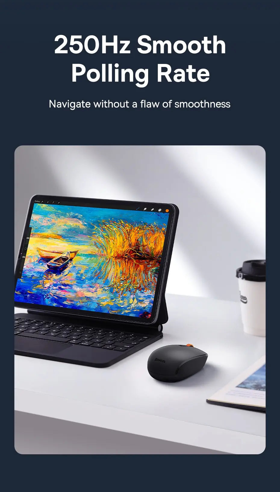 Baseus F01B Kabellose Maus - Bluetooth 5.0 & 2.4G - 1600 DPI Leiser Klick - Kompatibel mit MacBook, Tablet, Laptop, PC