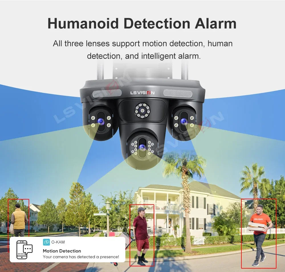 15MP WLAN IP Kamera mit 3 Objektiven – Outdoor, Auto-Tracking, OKam App